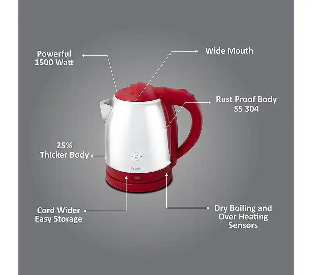 Preethi---Armour-1.8L-(Red)-Electric-Kettle