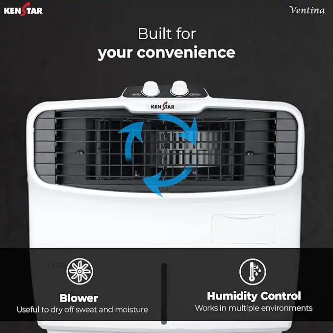 Kenstar-Ventina-60-Window-Aircooler-for-Home-Inverter-Compatible,-Wood-Wool-Cooling-Pads,-White&black