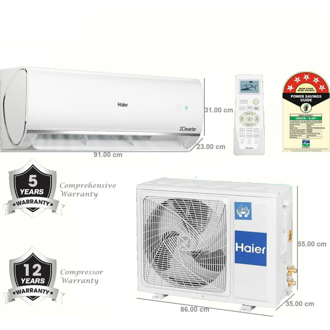 Haier-1.5-Ton-(5-Star)-7IN1-Convertible-Split-Kinouchi-Hexa-Inverter-AC-with-Copper-Condenser-(HS18K)