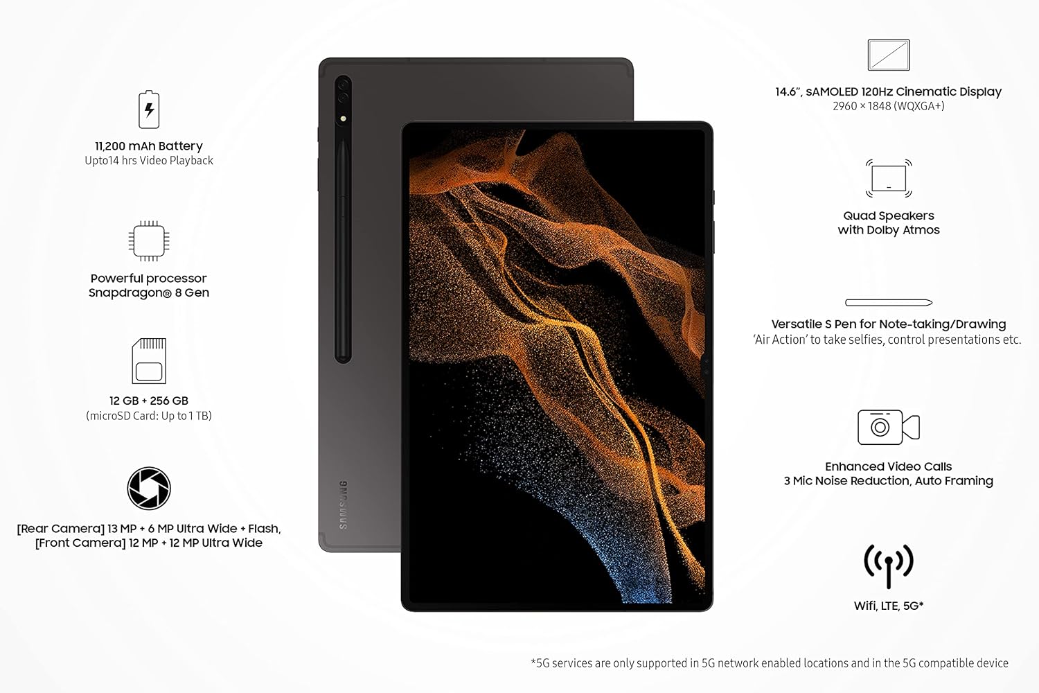X906-Galaxy-Tab-S8-Ultra-Wi-Fi-LTE-5G---Samsung---12GB,-256GB---Graphite