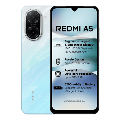 Xiaomi Redmi A5 (Pondicherry Blue, 4GB, 128GB)