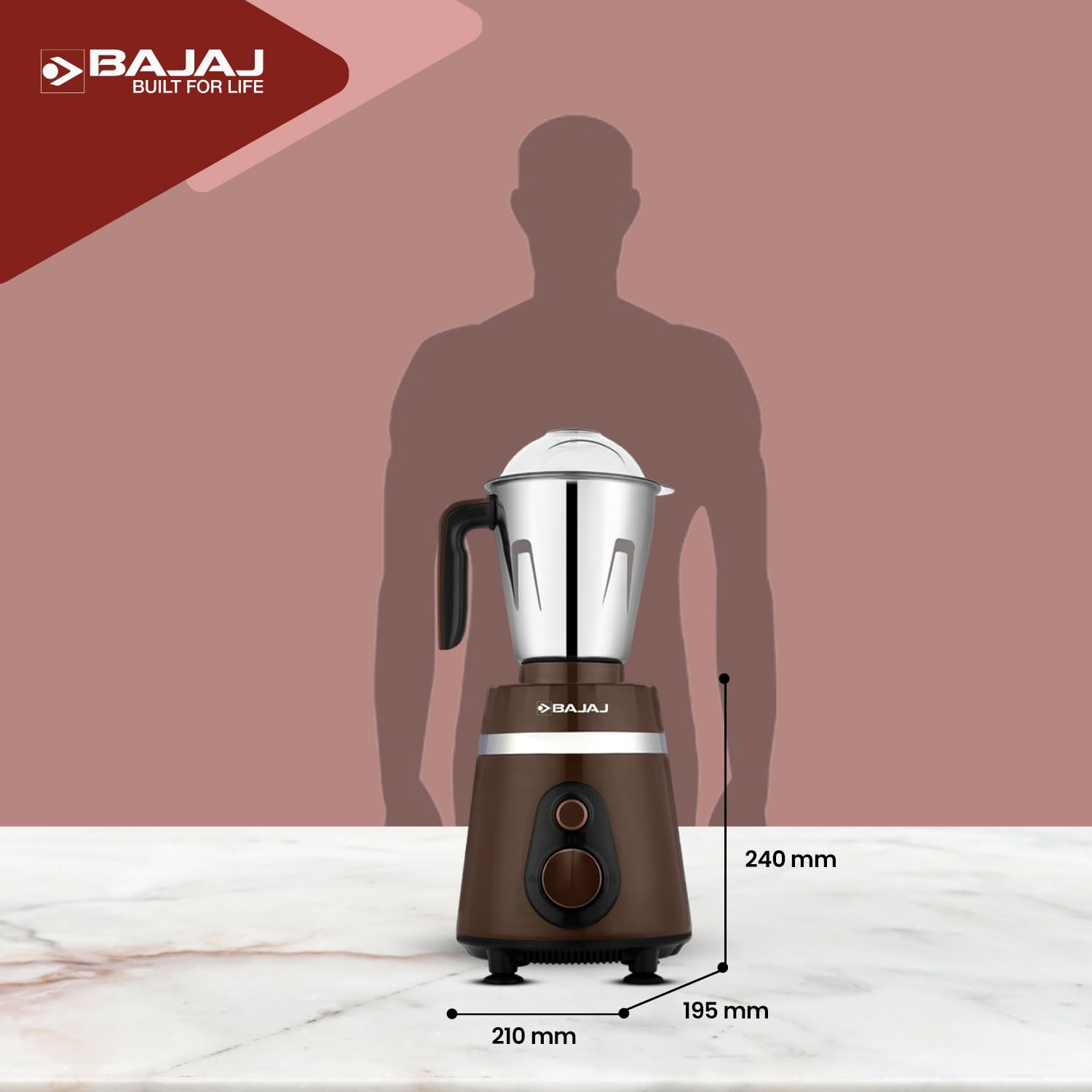 Bajaj Ninja Series Powergrind+ 1000W (Belgian Chocolate) Mixer Grinder