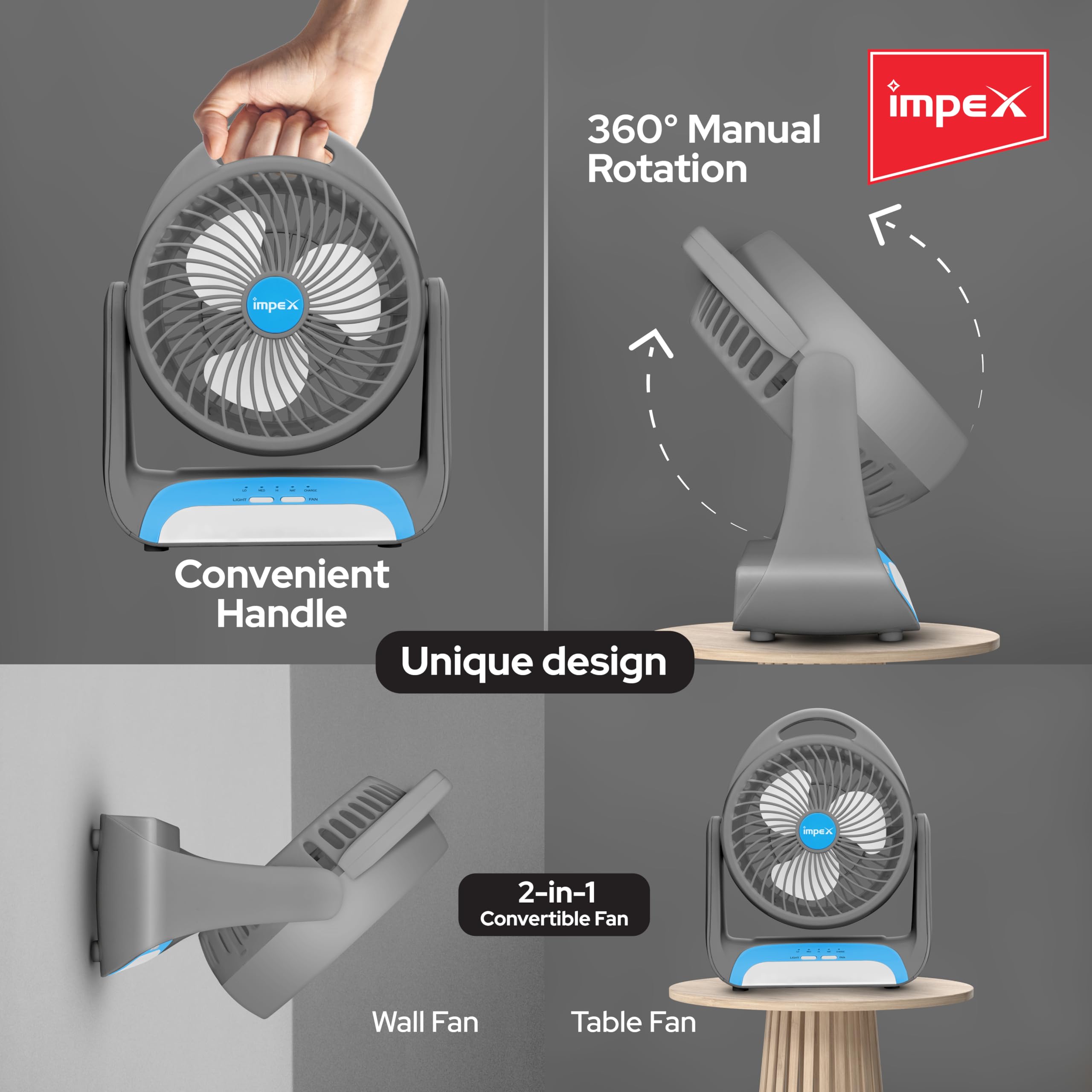 Impex-230-W-Rechargeable-&-Multipurpose-Personal-Fan-(Cyan-Grey)-(My-Fan-Dx)