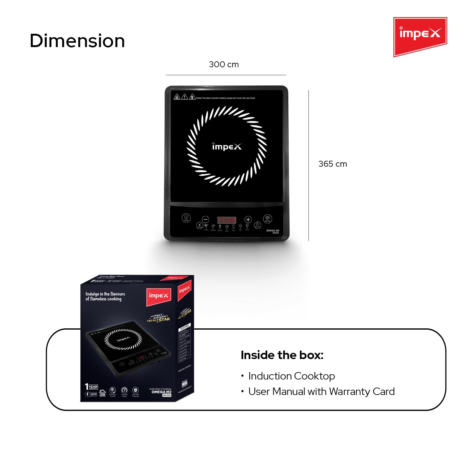 Impex-2000-W-Induction-Cooktop-Push-Button-(Black)-(Omega-M3-(DX200)