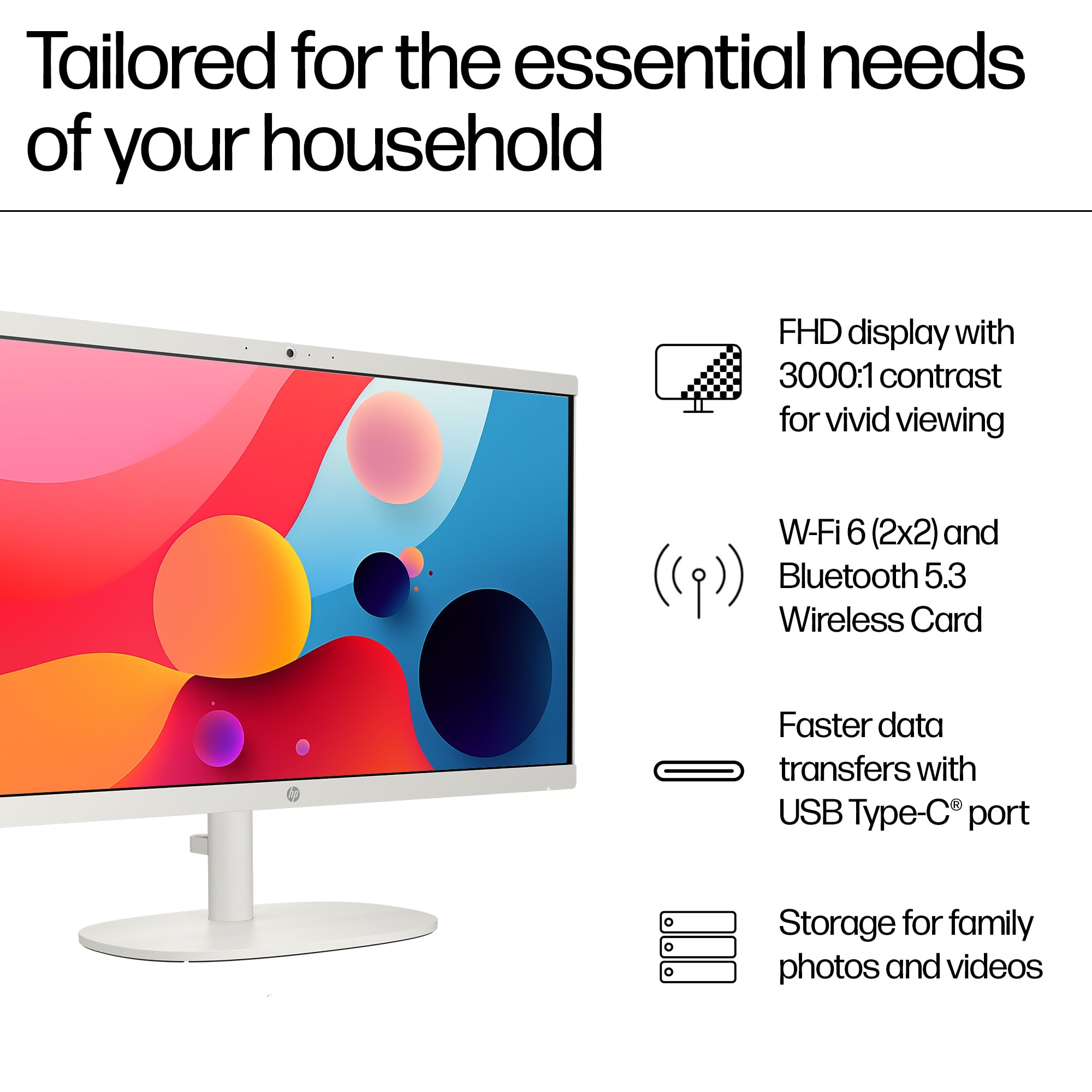 HP-All-in-One-Pc-Intel-i3-N300-8GB/512GB-SSD-21.4""-Cashmere-White-Pavilion-Win11-Desktop-(DG0786IN)