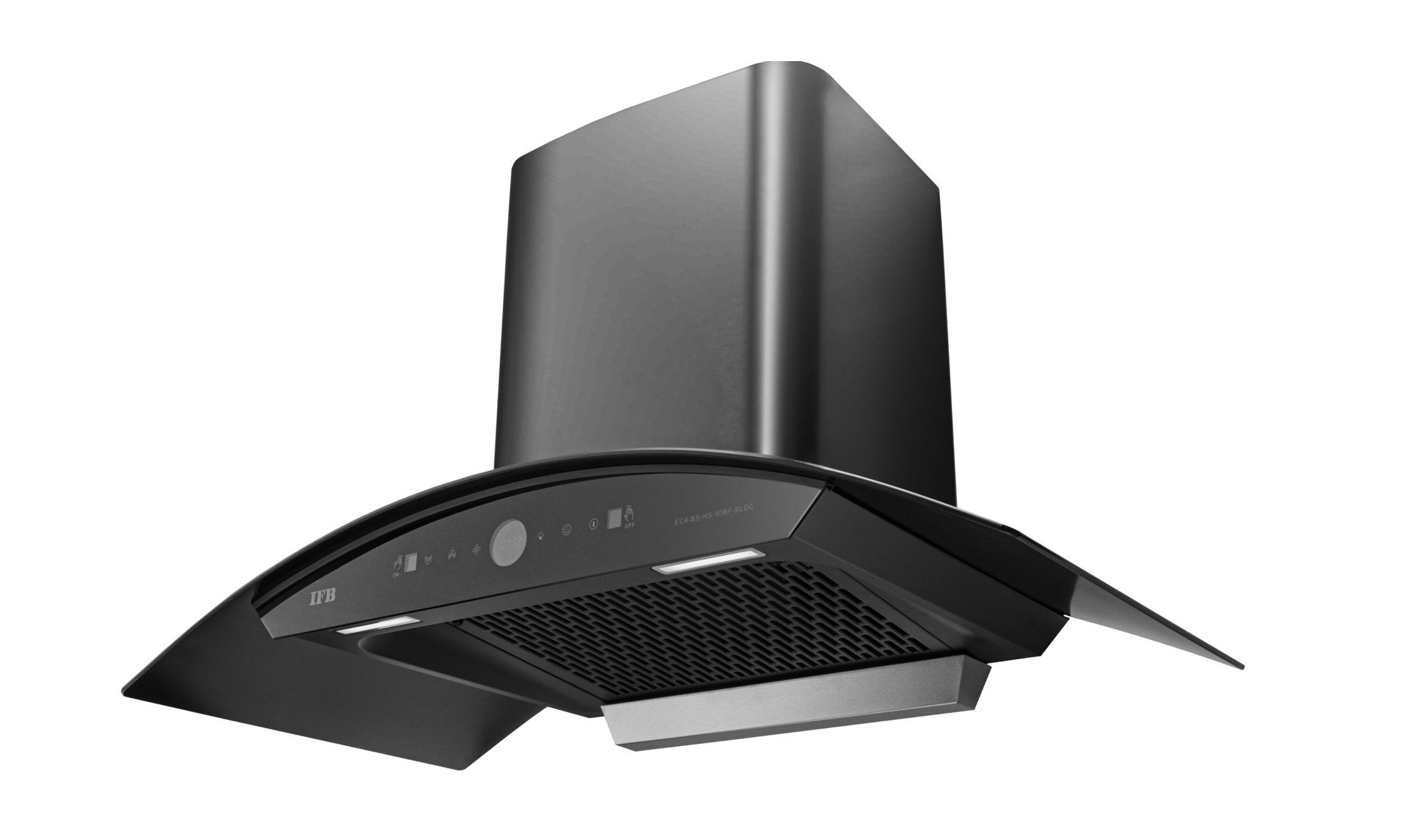 IFB-90-Cm-Curved-Glass-Kitchen-Filterless-Chimney-with-Oil-Cup-(Black-Steel)-(EC4-Bs-Hs-90BF-Bldc)