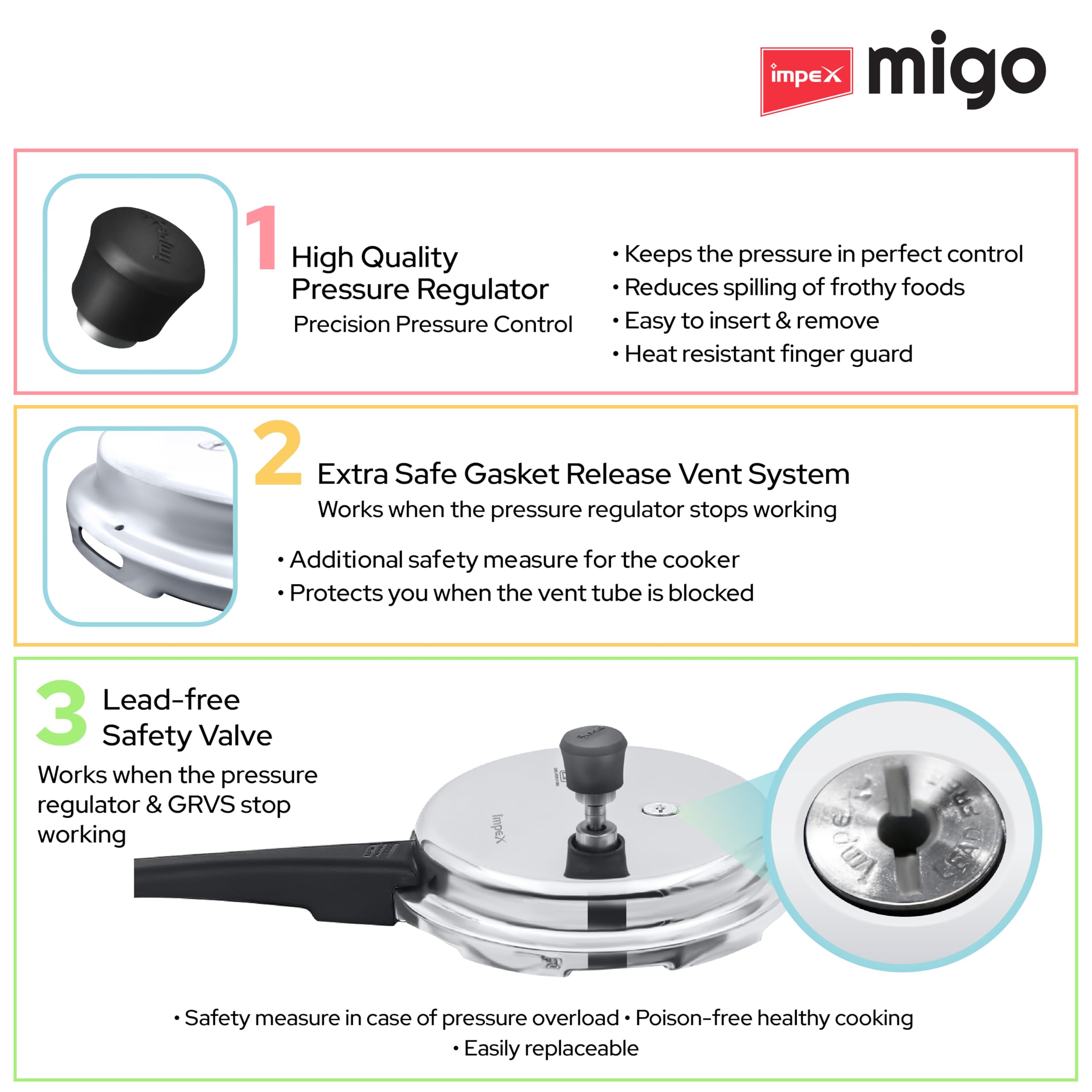 Impex-Induction-Base-Aluminium-Pressure-Cooker-(Combo-2-Ltr,-3-Ltr,-5-Ltr)-(Eco-235)