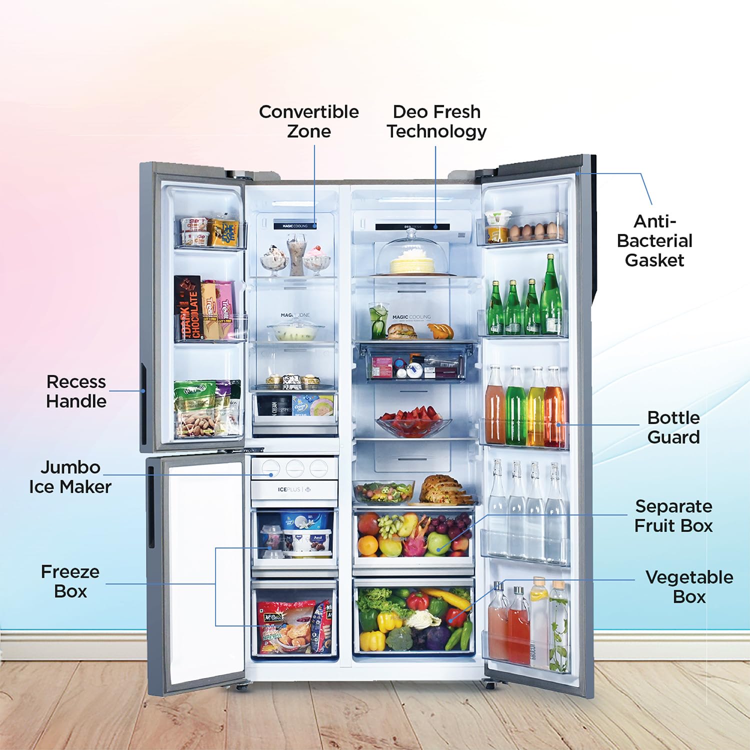 Haier-Vogue-Series-598-L-3-Star-Frost-Free-Side-by-Side-Refrigerator-(Peach-Nyanza-Glass)-(683PNG)