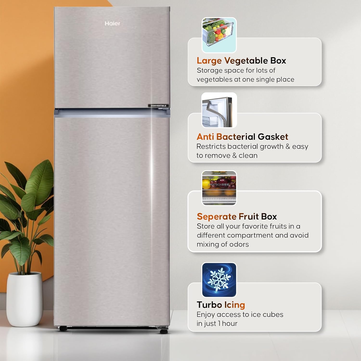 Haier-240-Ltrs-2-Star-Top-Mount-Frost-Free-Double-Door-Refrigerator-(Brushline-Silver�)-(Hrf-P)-(2902IEBS)