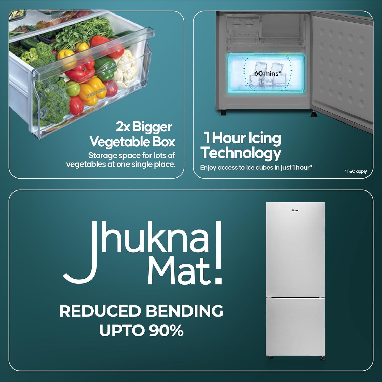 Haier-300-Ltrs-2-Star-Frost-Freeze-Double-Door-Bottom-Mounted-Refrigerator-(Brush-Line-Silver)-(Hrb-P)-(3502BS)