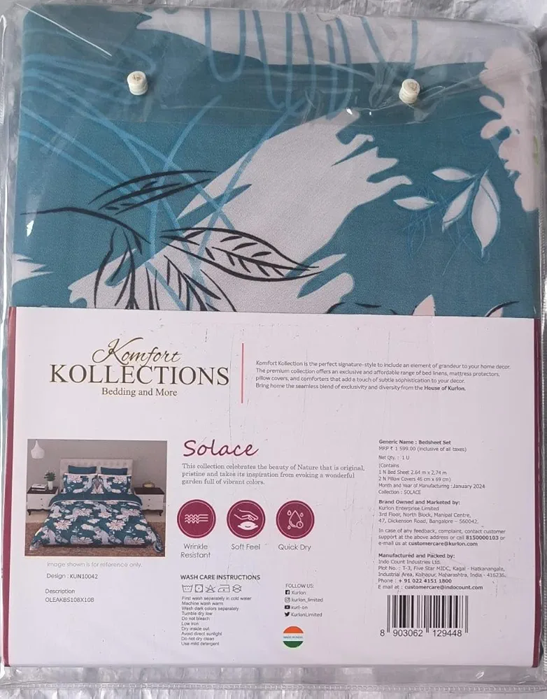 Komfort-Kollections-Solace-King-Size-Bedsheet-Kurlon-Lotus