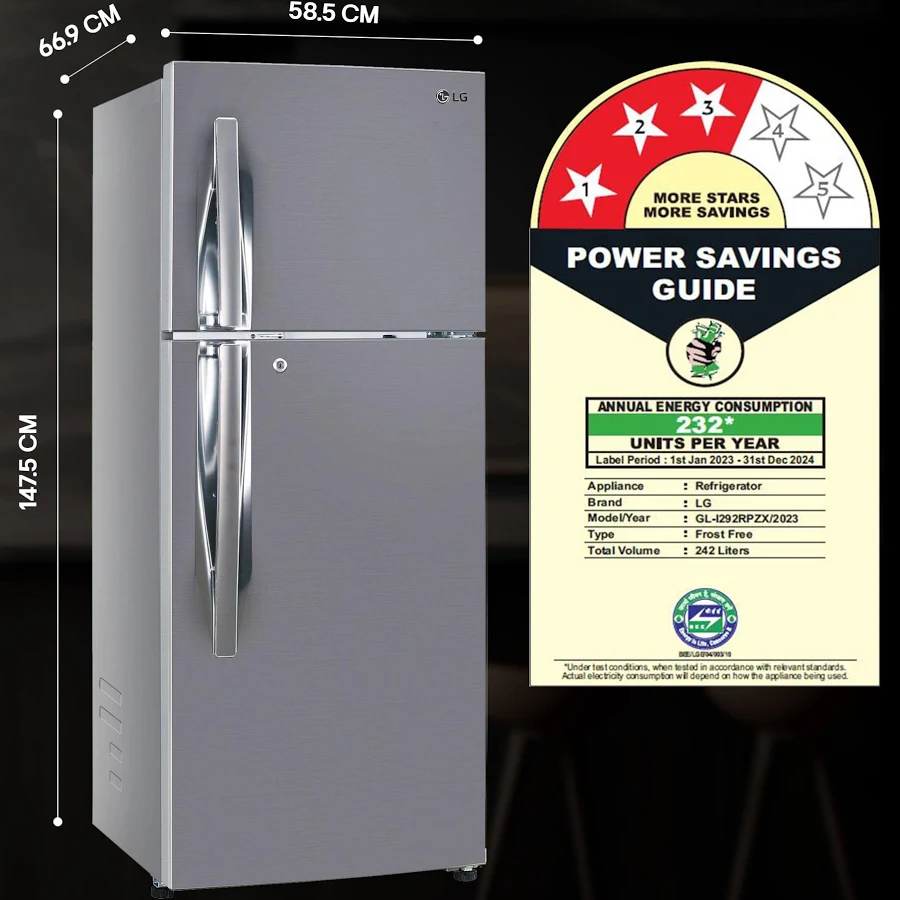LG-242TR-Frost-Free-Refrigerator-with-Smart-Inverter-Compressor-Moist-�N�-Fresh(Shiny-Steel)-(N292DPZY)