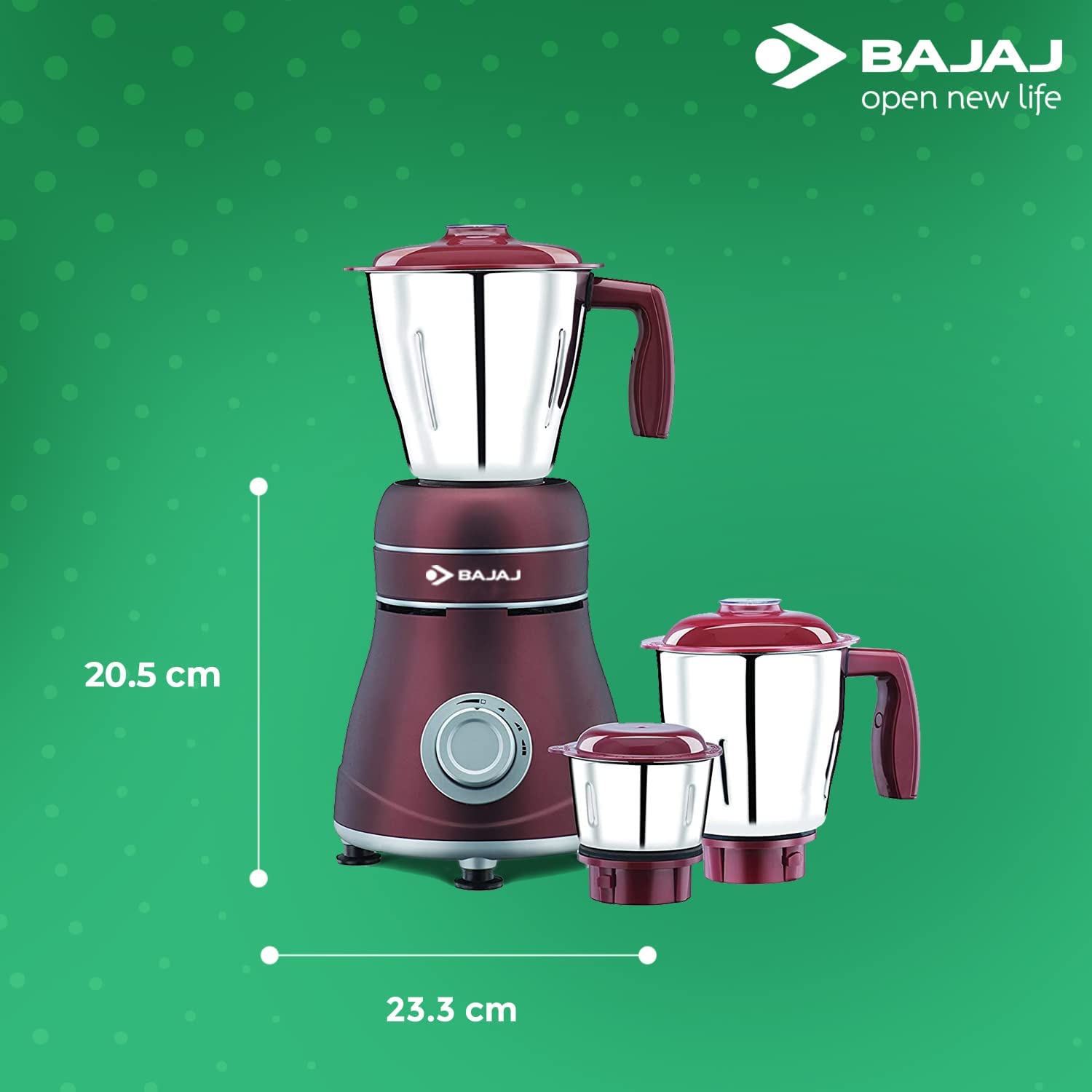 Ivora-3JAR-(Crimson-Red)-(800W)-Mixer---Bajaj