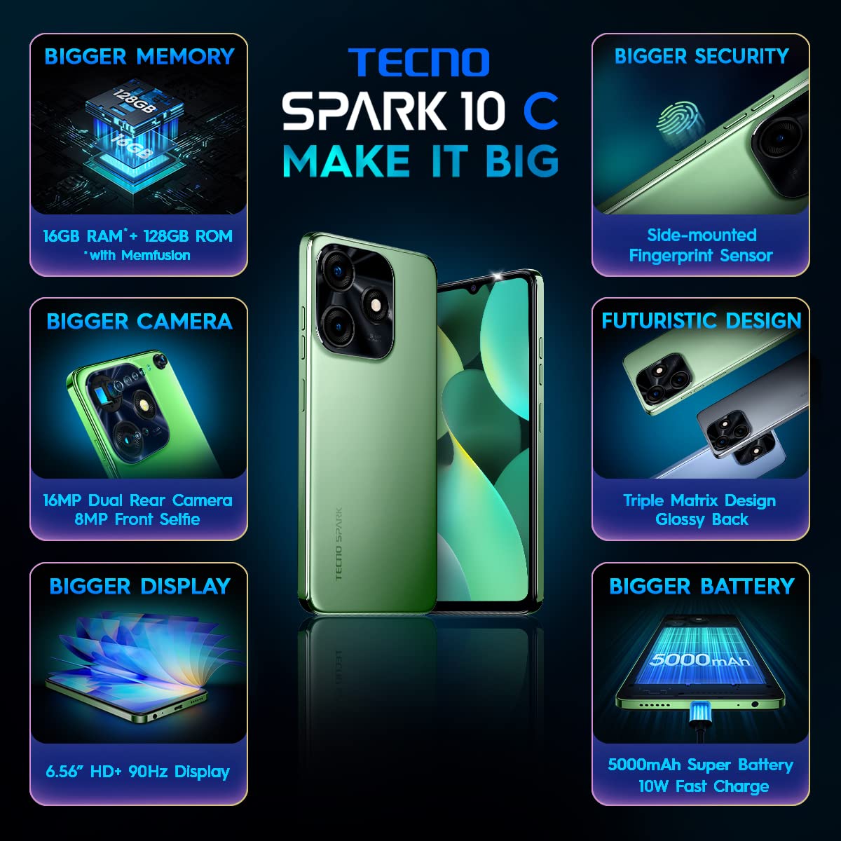 Tecno-KI5K-Spark-10C-4G-(Meta-Green,-8GB-128GB)