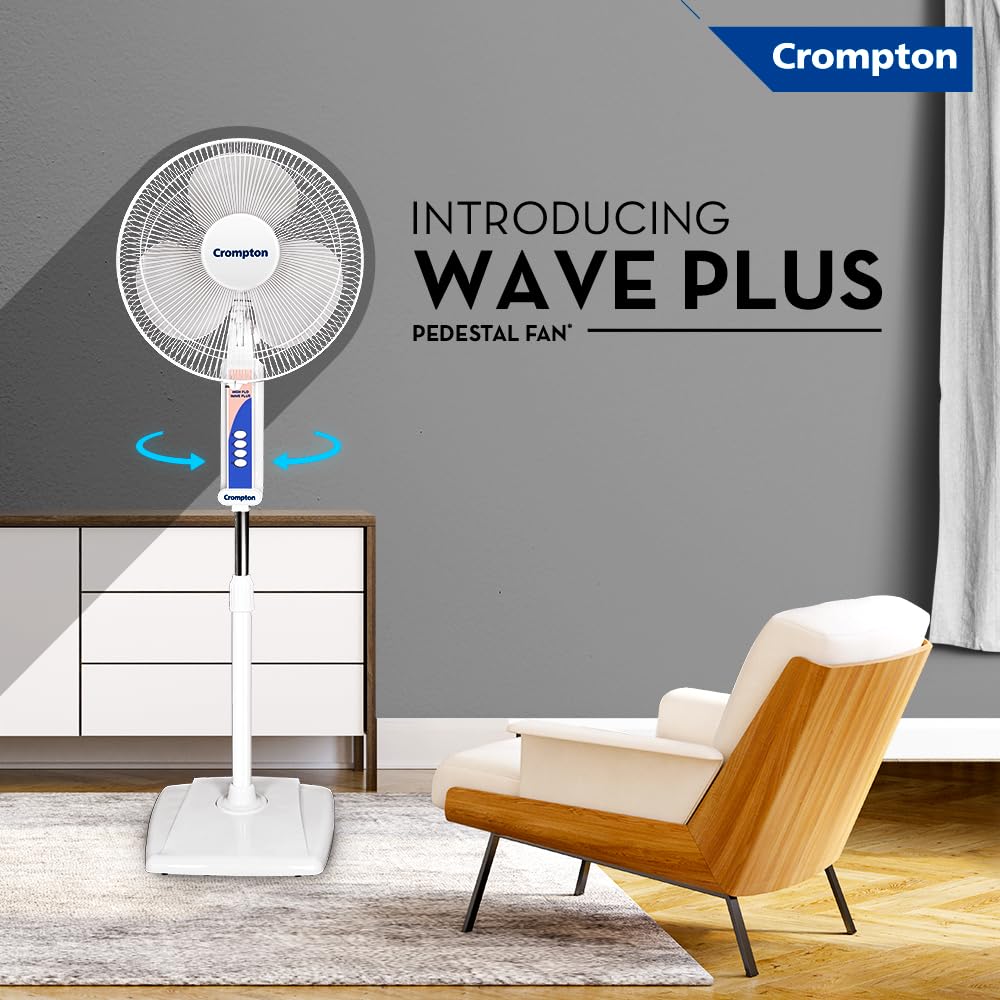 Pf-Hiflo-Wave-Plus-400-Mm-Ch-Brn-Gld---Pedestal-Fan---Crompton