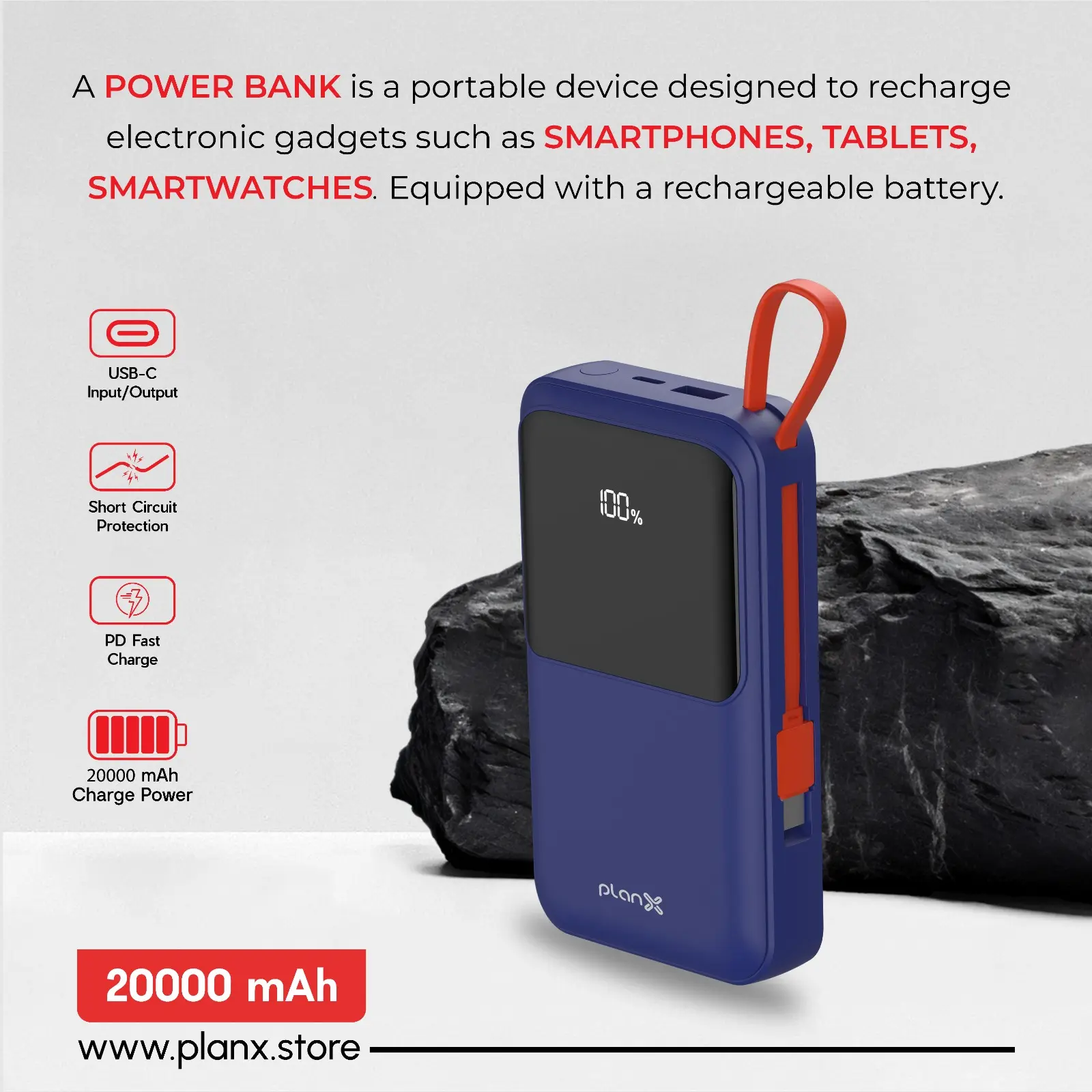 Plan-X---Px-3003-Rocket-20000-mAh-22.5W-3.0---Power-Bank---Blue-(6-Months)