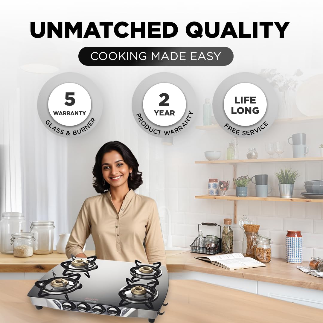 Preethi-Blu-Flame-4-Burner-Glass-Manual-Gas-Stove-(Gts-106)-(Jumbo-4B-Ss-Bati)