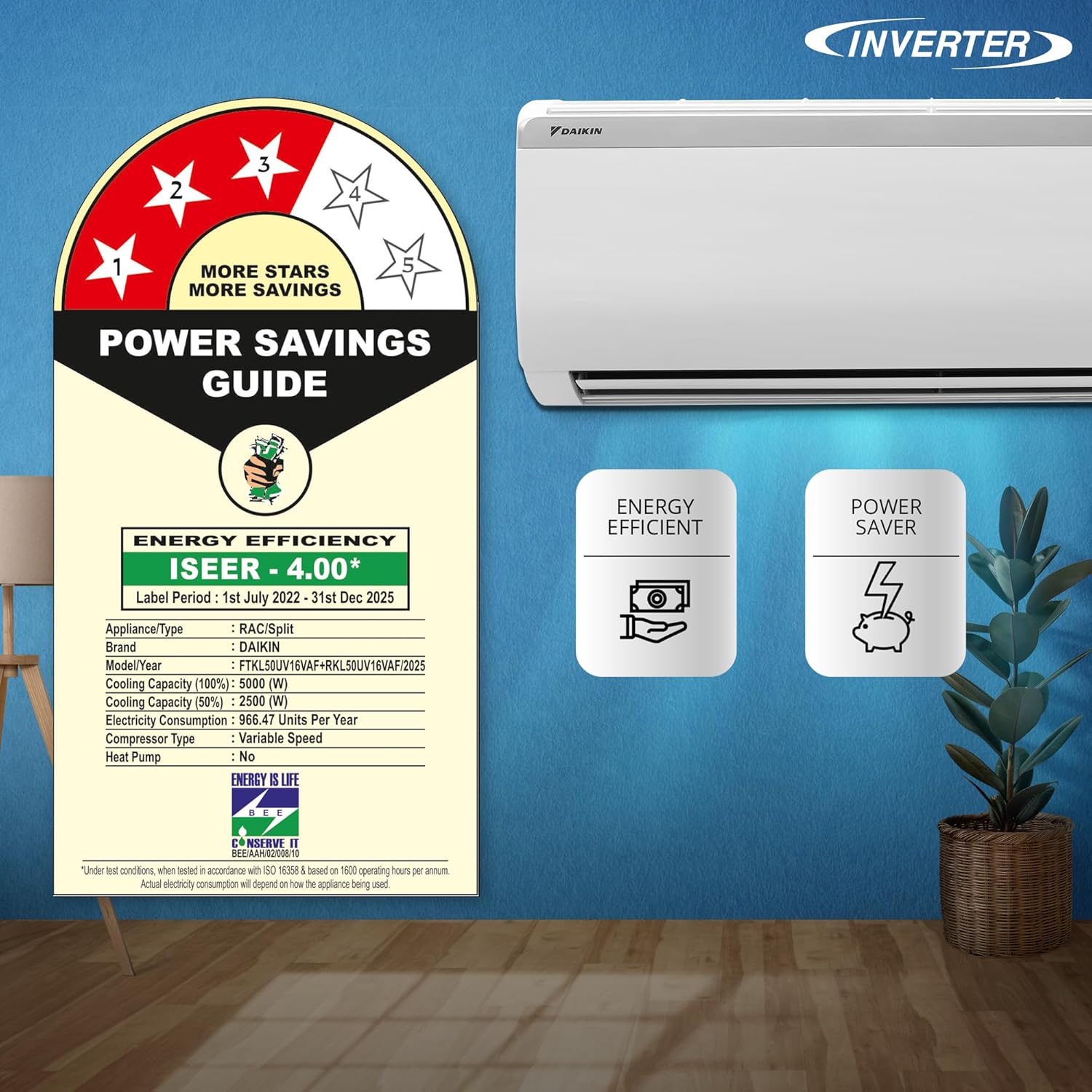 Daikin-1.5-Ton-3-Star-Inverter-Split-AC-with-Active-Carbon-Filter-(FTKL50XV16VKA)