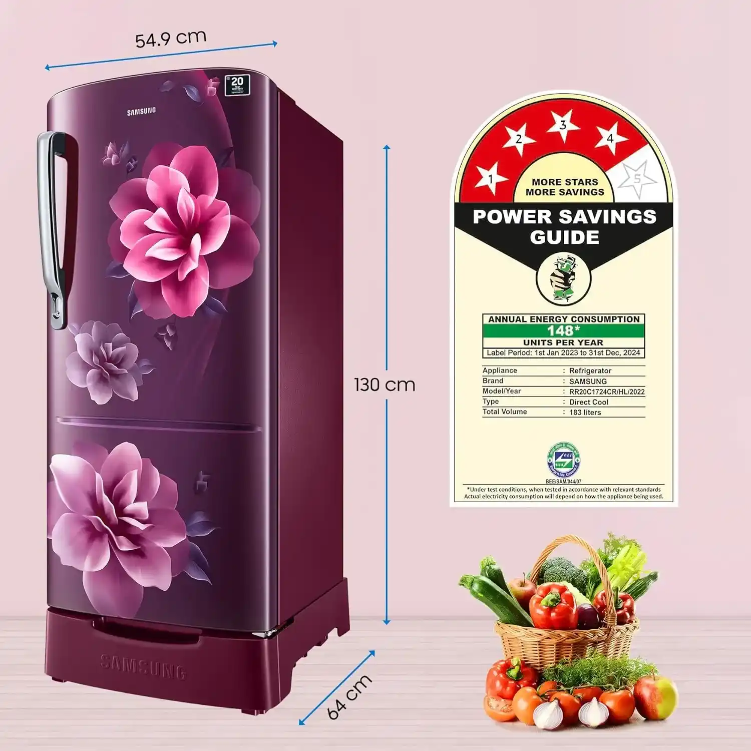Samsung-183-L-Frost-Free-Single-Door-3-Star-Refrigerator-Hl-(RR20C1823CR)